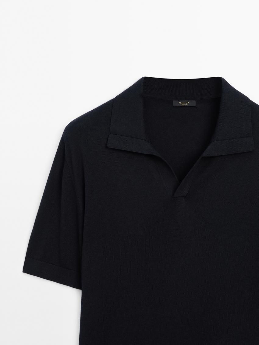 Massimo Dutti Short-sleeve Knit With Cotton Men Polo Shirt Navy | US-IB8602975