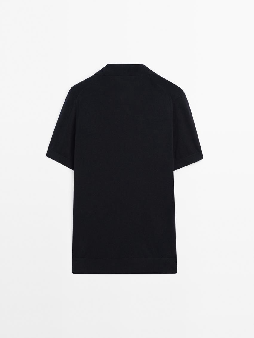 Massimo Dutti Short-sleeve Knit With Cotton Men Polo Shirt Navy | US-IB8602975