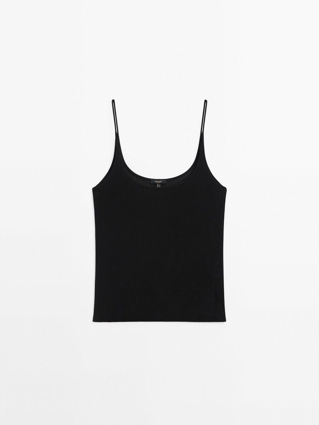 Massimo Dutti Silk Strappy Women Top Black | US-TA7140652