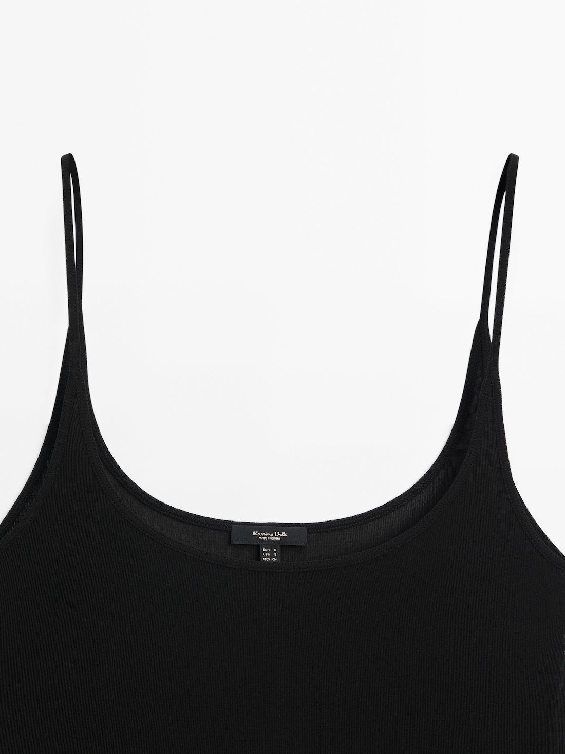 Massimo Dutti Silk Strappy Women Top Black | US-TA7140652
