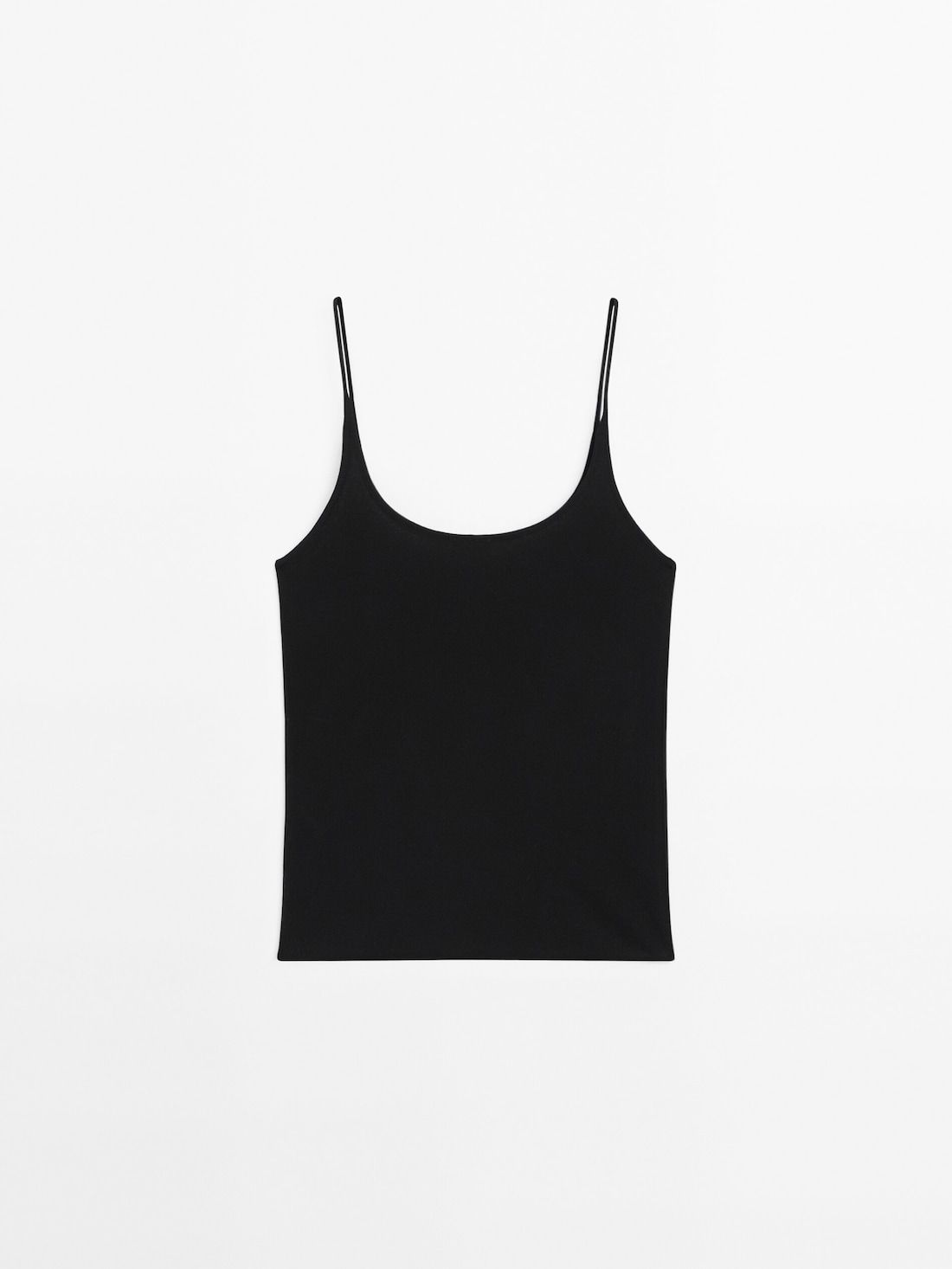 Massimo Dutti Silk Strappy Women Top Black | US-TA7140652