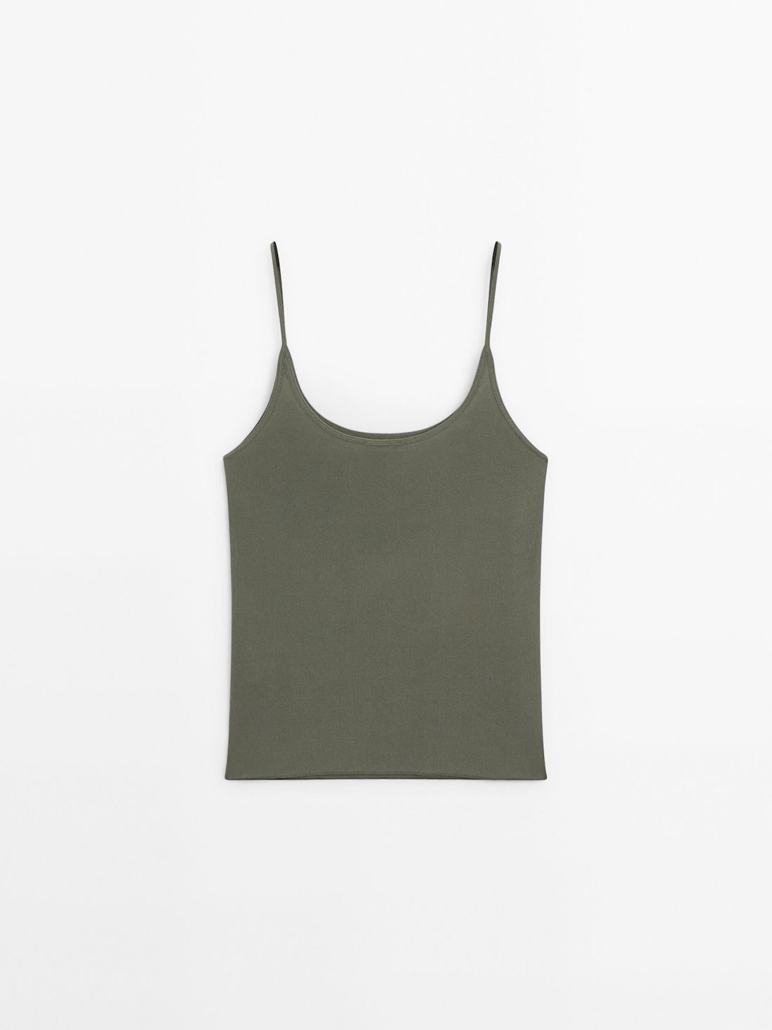 Massimo Dutti Silk Strappy Women Top Khaki | US-OL5984631