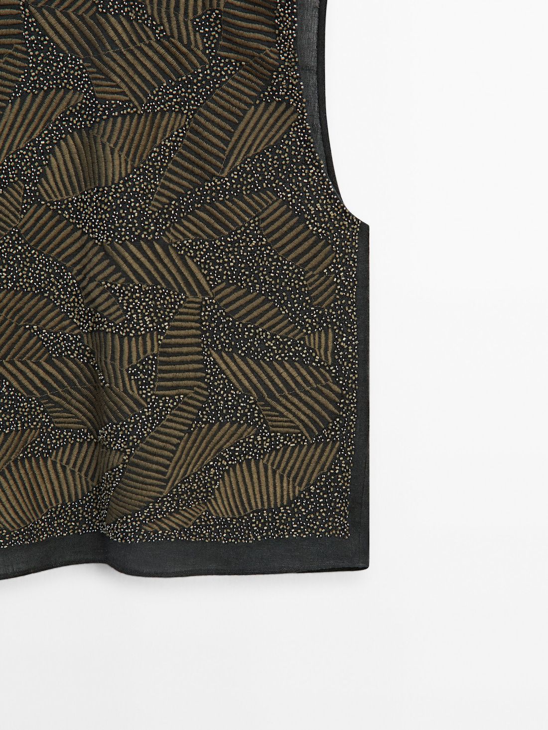Massimo Dutti Sleeveless With Embroidered Details Women Top Dark Green | US-AF0892135