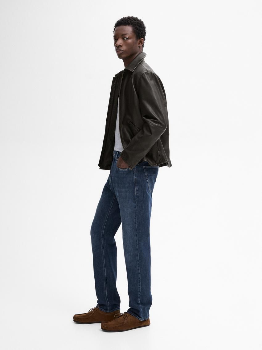 Massimo Dutti Slim Fit Cotton Blend Men Jeans Navy | US-KP2301875