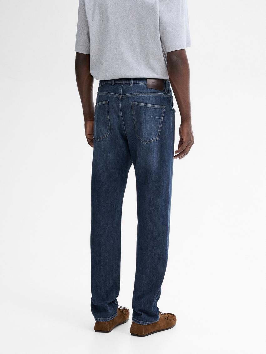 Massimo Dutti Slim Fit Cotton Blend Men Jeans Navy | US-KP2301875