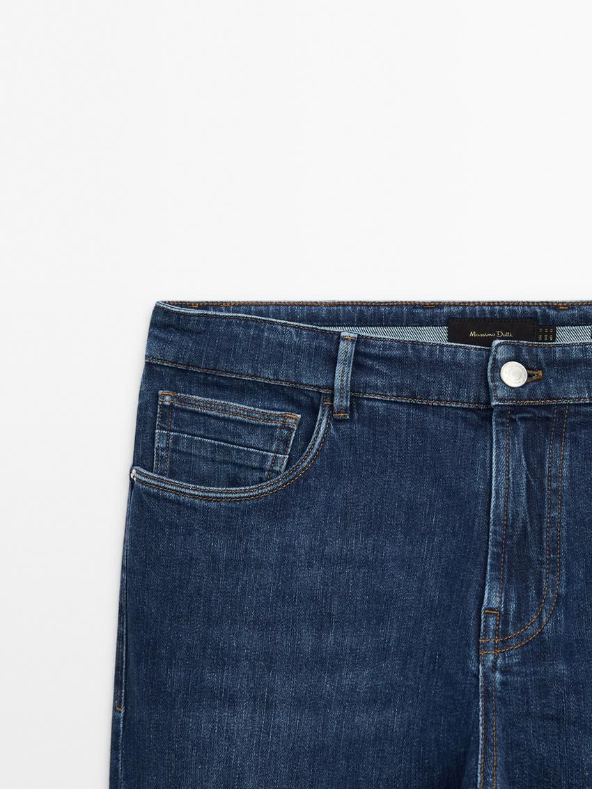 Massimo Dutti Slim Fit Cotton Blend Men Jeans Navy | US-KP2301875