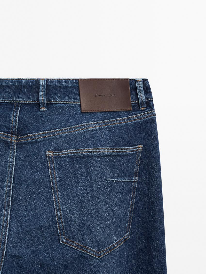 Massimo Dutti Slim Fit Cotton Blend Men Jeans Navy | US-KP2301875
