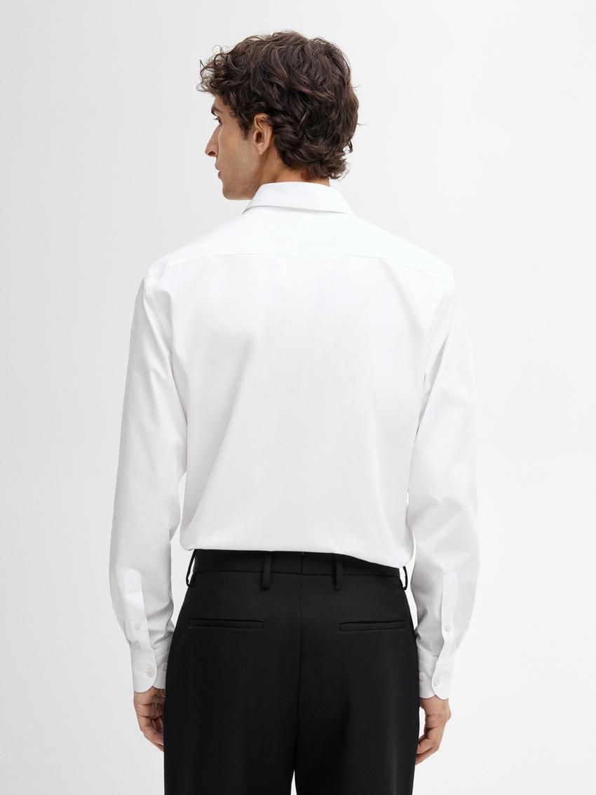 Massimo Dutti Slim Fit Cotton Men Shirts White | US-MO6590138