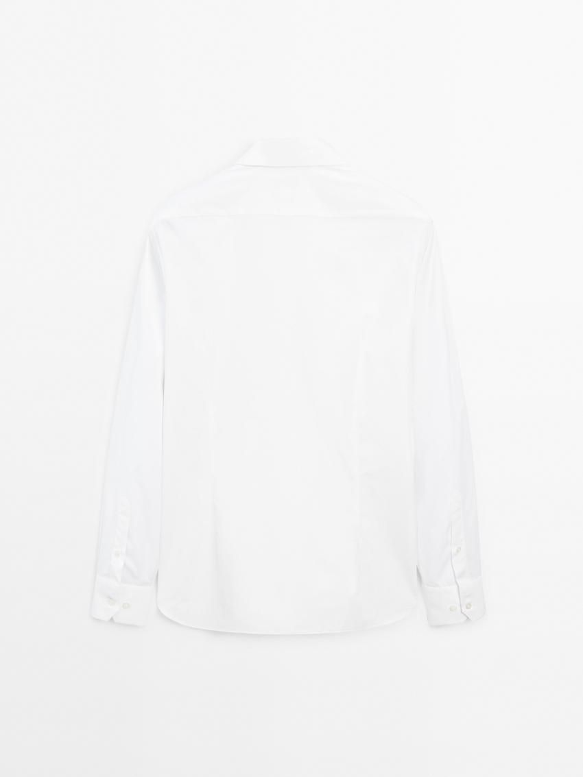 Massimo Dutti Slim Fit Cotton Men Shirts White | US-MO6590138