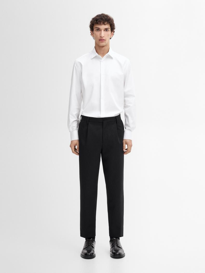 Massimo Dutti Slim Fit Cotton Men Shirts White | US-MO6590138
