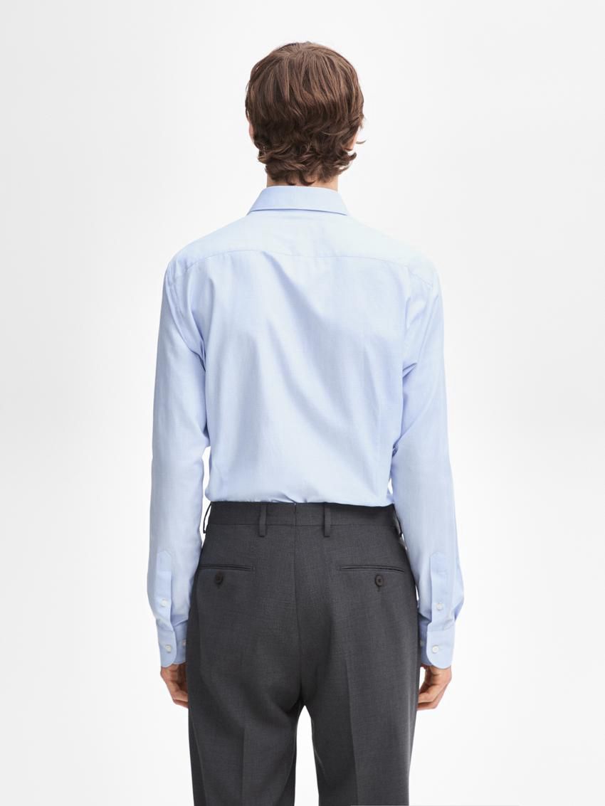 Massimo Dutti Slim Fit Cotton Men Shirts Blue | US-WT7510964