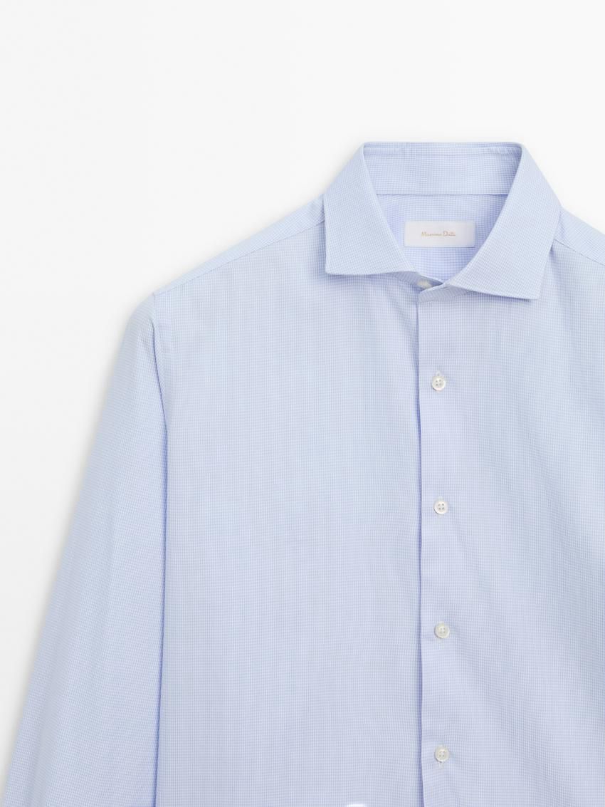 Massimo Dutti Slim Fit Cotton Men Shirts Blue | US-WT7510964