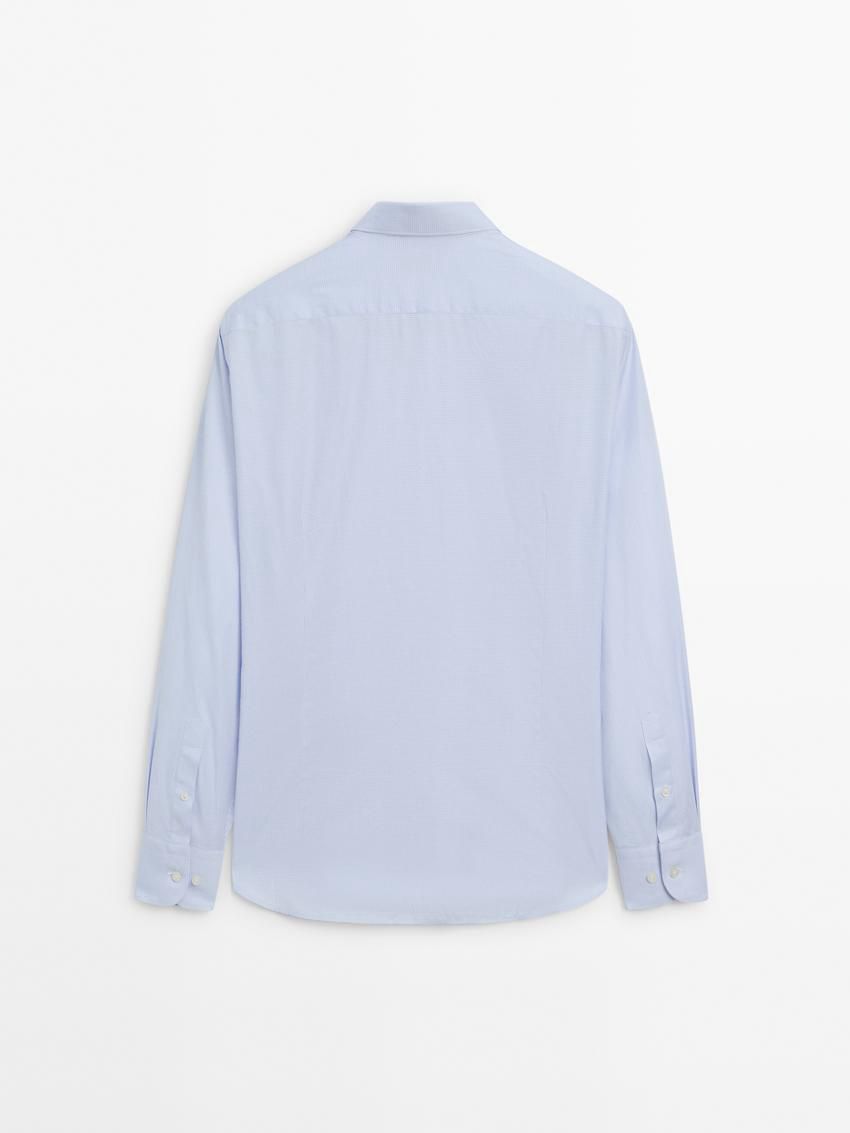 Massimo Dutti Slim Fit Cotton Men Shirts Blue | US-WT7510964