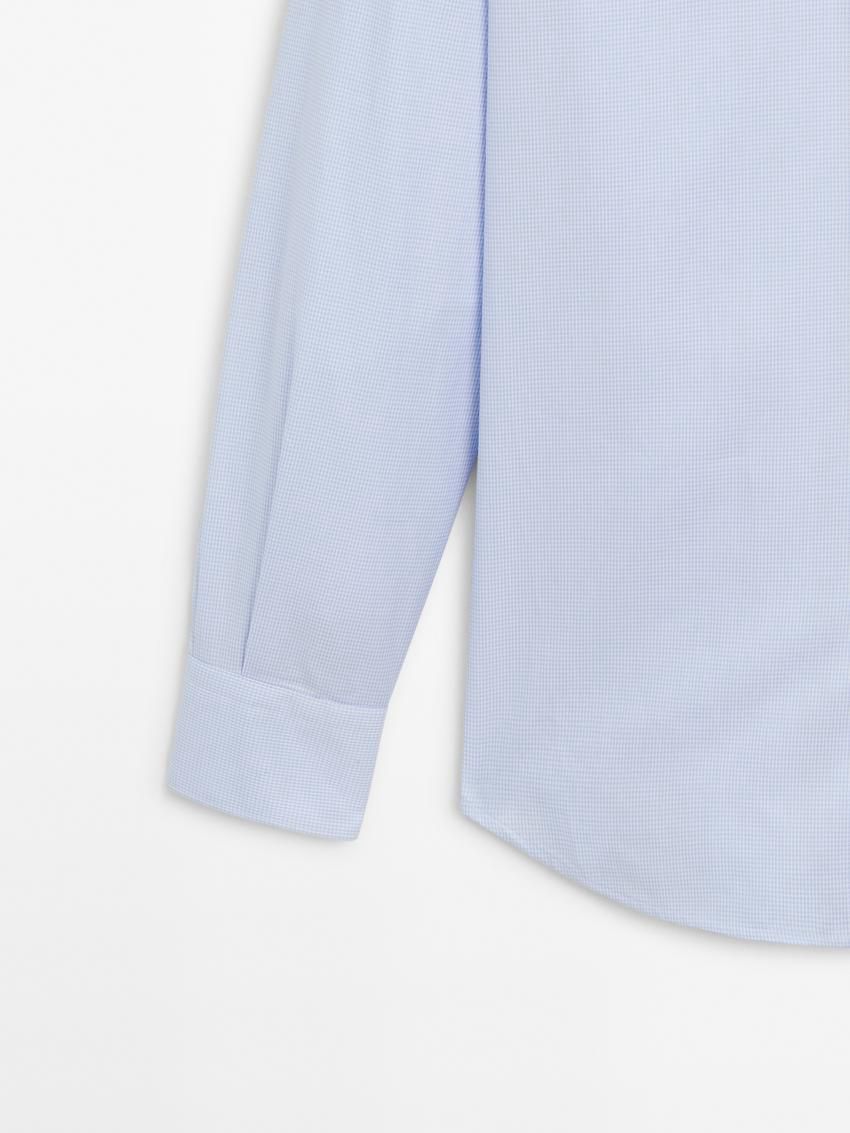 Massimo Dutti Slim Fit Cotton Men Shirts Blue | US-WT7510964