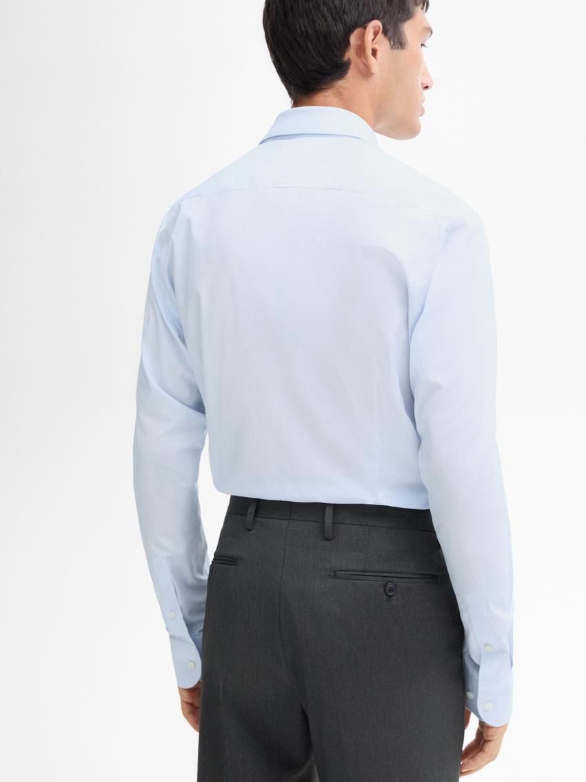 Massimo Dutti Slim Fit Cotton Micro-striped Men Shirts Light Blue | US-AL8973261