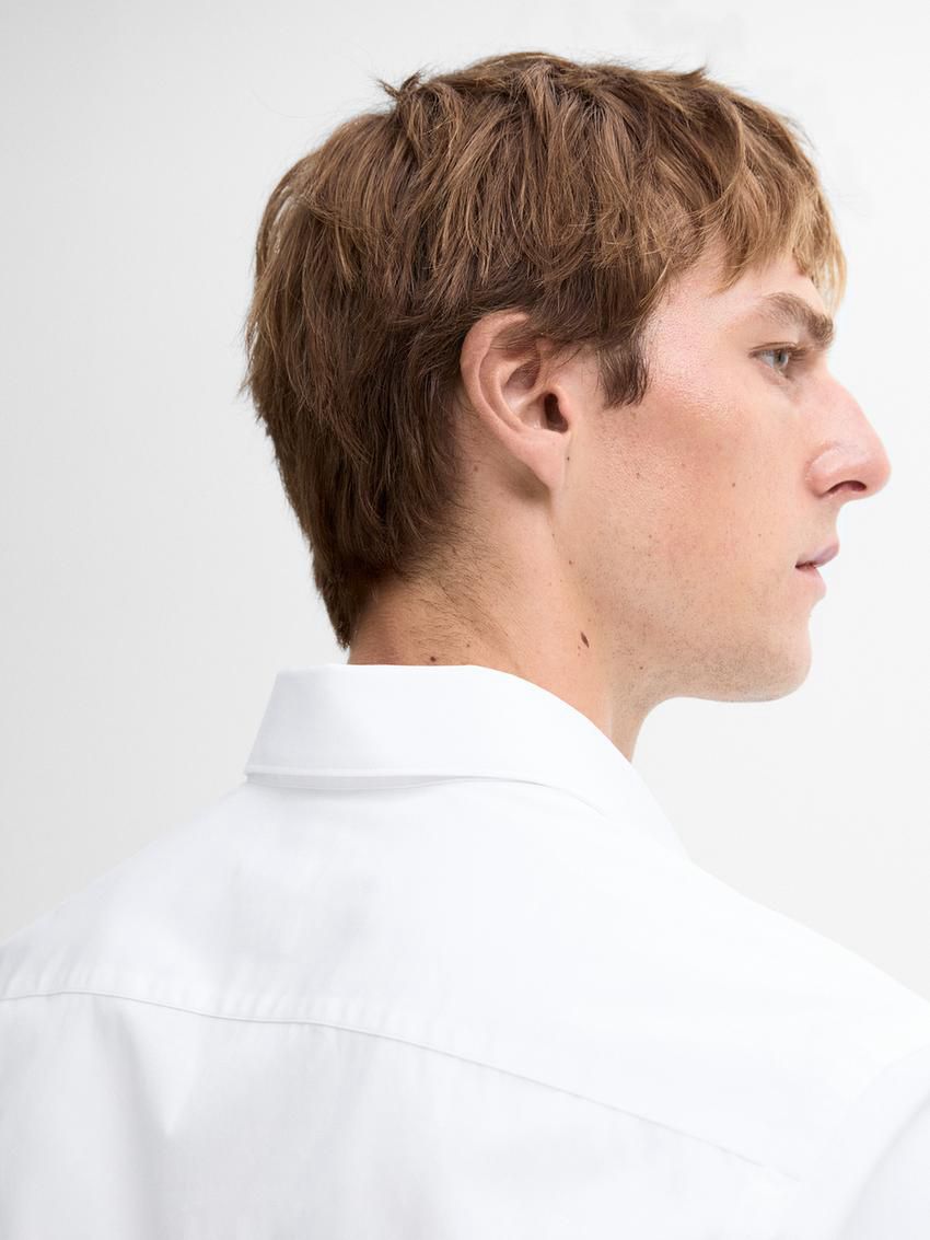 Massimo Dutti Slim Fit Cotton Poplin Men Shirts White | US-IM3920851