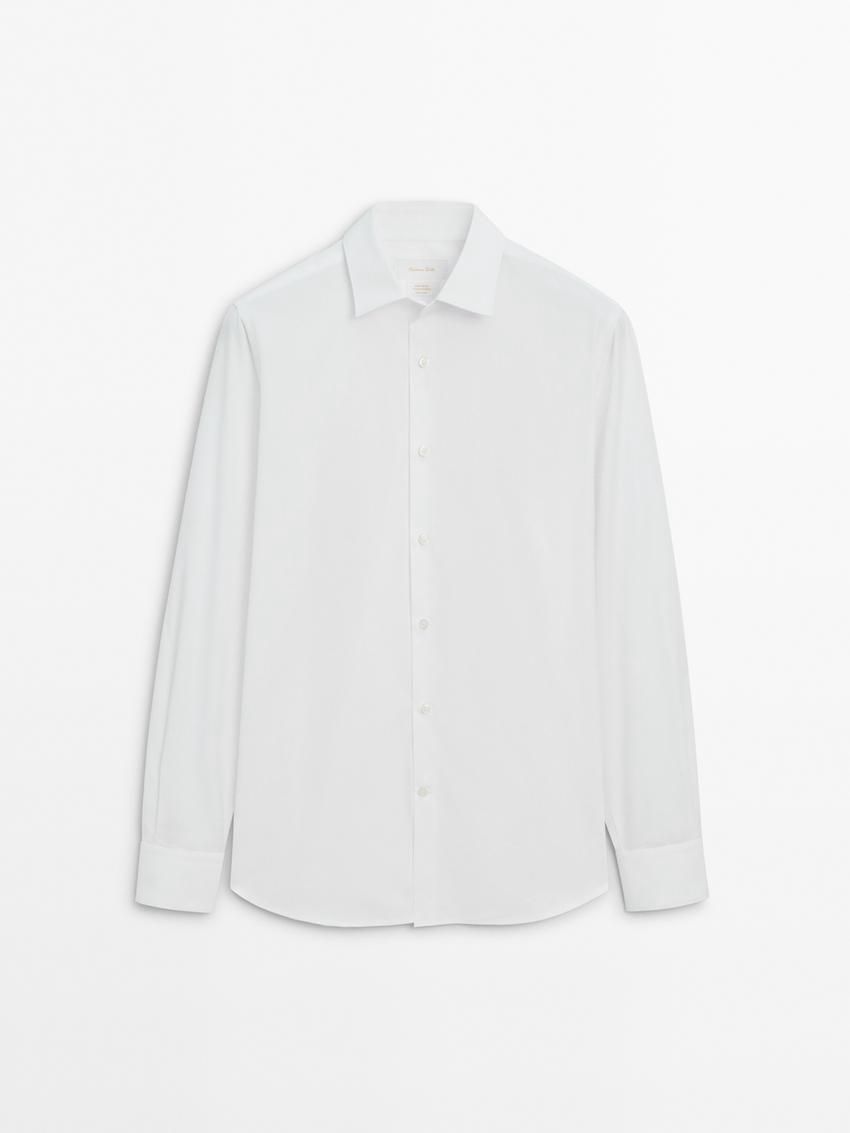 Massimo Dutti Slim Fit Cotton Poplin Men Shirts White | US-IM3920851