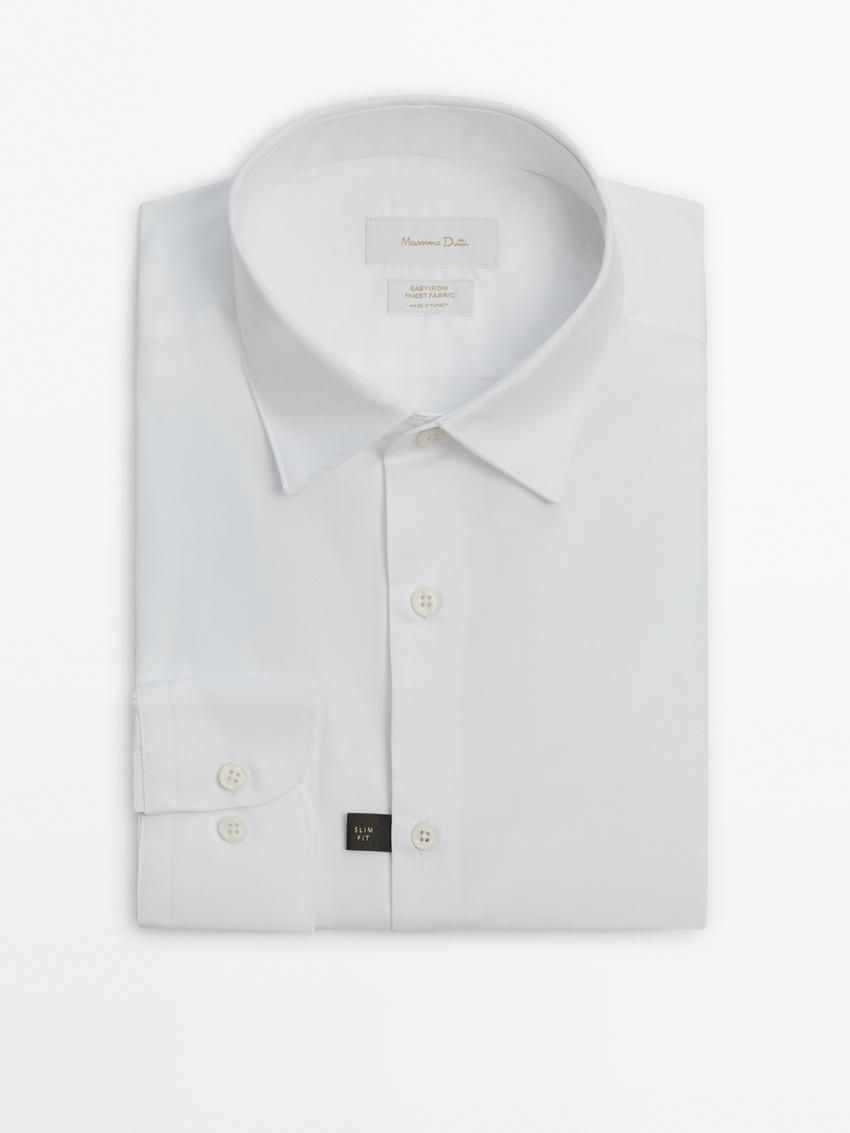 Massimo Dutti Slim Fit Cotton Poplin Men Shirts White | US-IM3920851