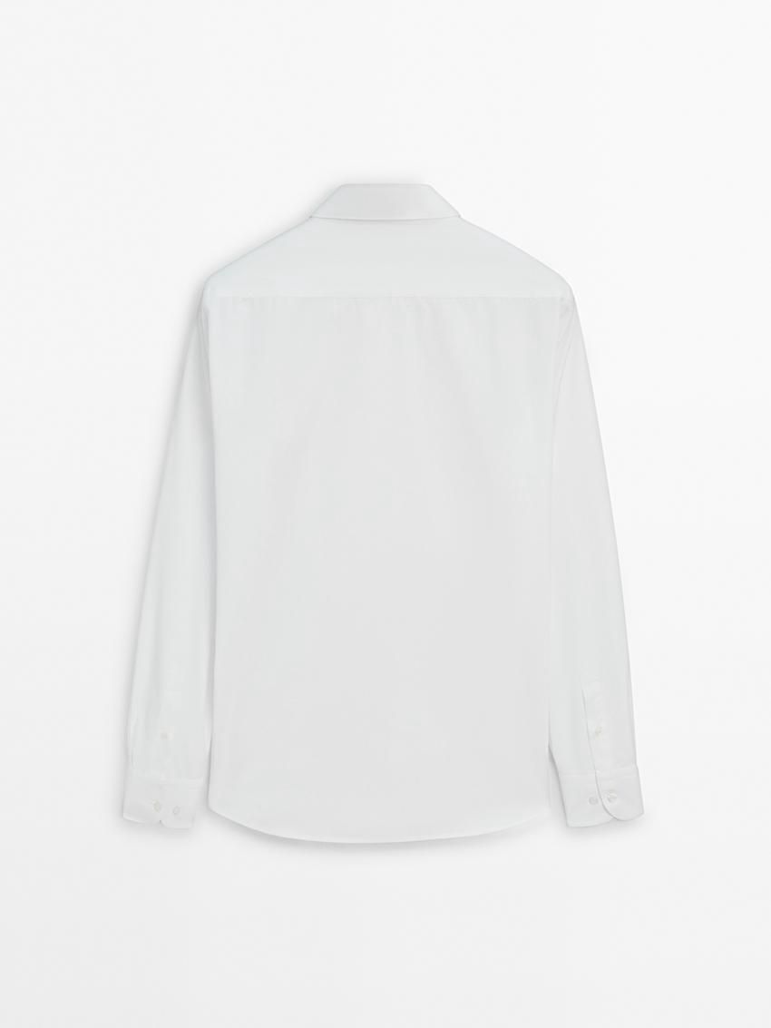 Massimo Dutti Slim Fit Cotton Poplin Men Shirts White | US-IM3920851