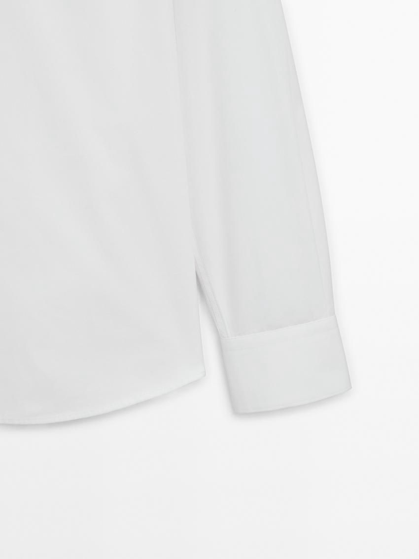 Massimo Dutti Slim Fit Cotton Poplin Men Shirts White | US-IM3920851