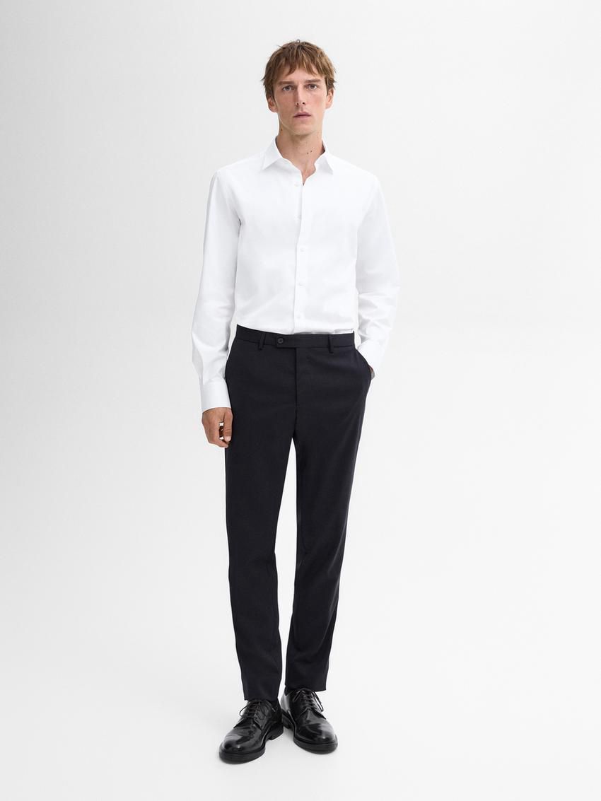 Massimo Dutti Slim Fit Cotton Poplin Men Shirts White | US-IM3920851