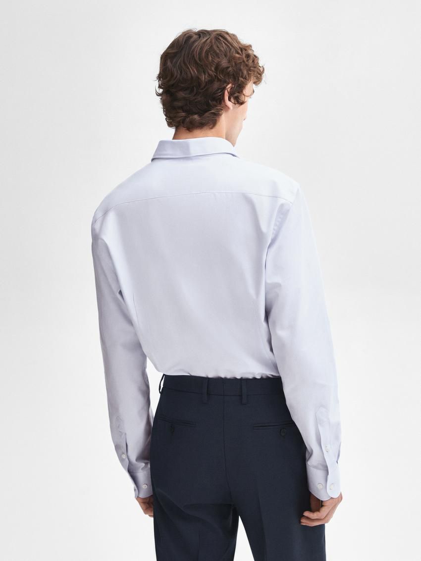 Massimo Dutti Slim Fit Cotton Twill Men Shirts Light Blue | US-VH3584796
