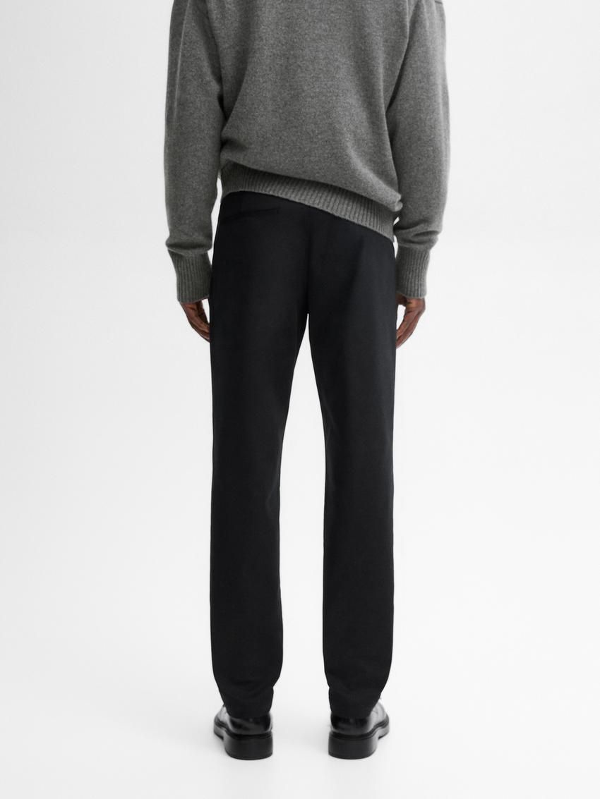 Massimo Dutti Slim Fit Cotton Twill Men Trousers Black | US-IS2398506