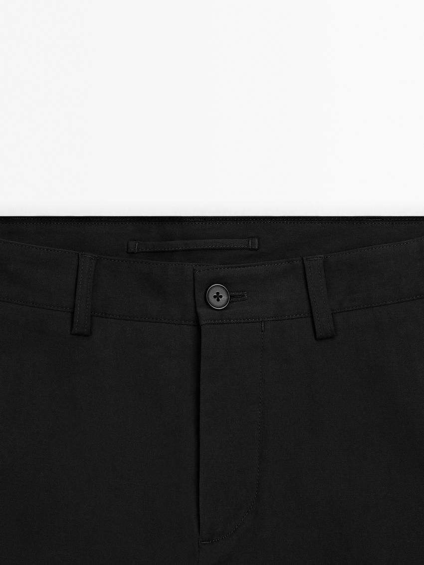 Massimo Dutti Slim Fit Cotton Twill Men Trousers Black | US-IS2398506