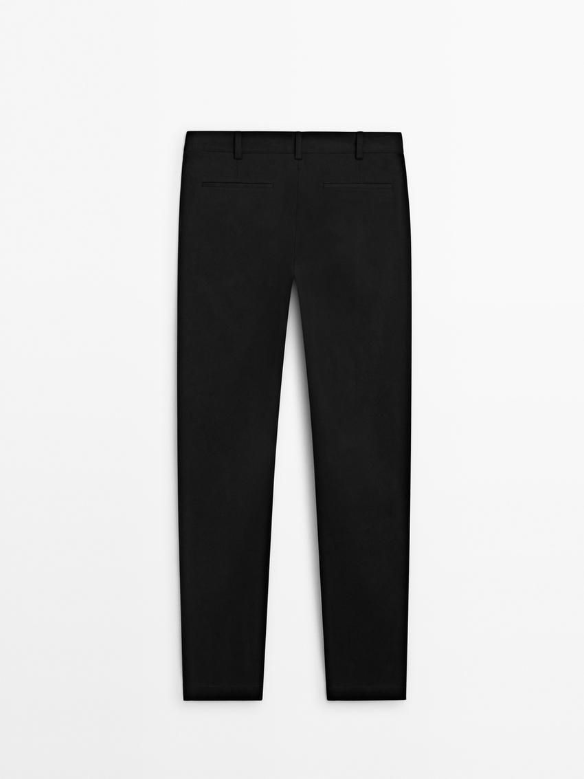 Massimo Dutti Slim Fit Cotton Twill Men Trousers Black | US-IS2398506