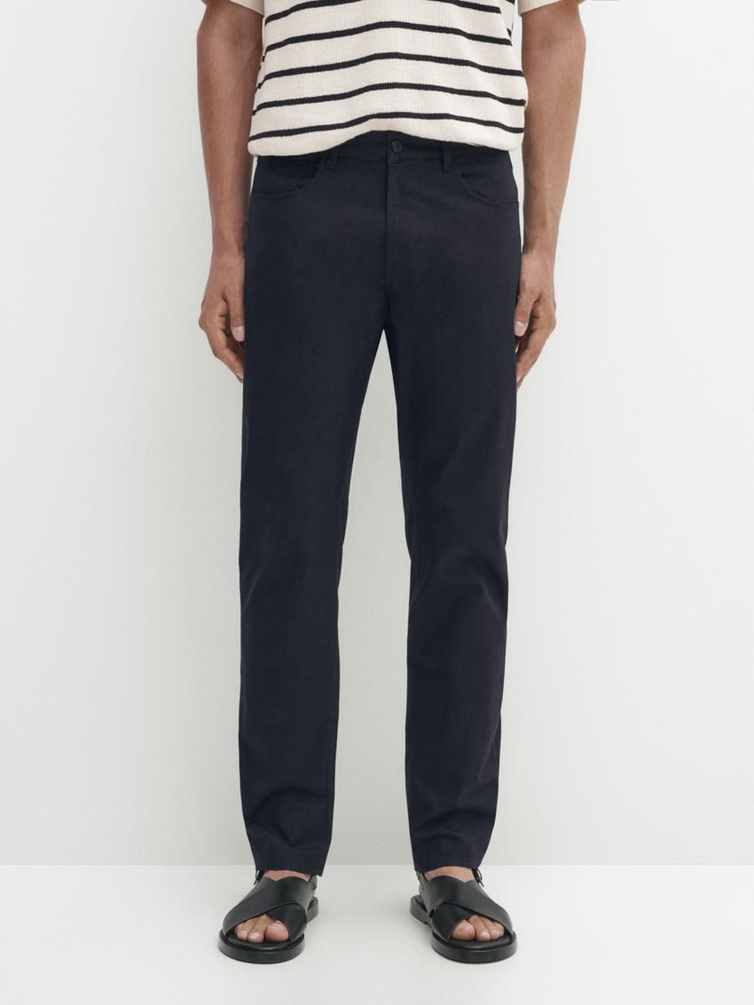 Massimo Dutti Slim Fit Denim Men Trousers Navy | US-PT5741236