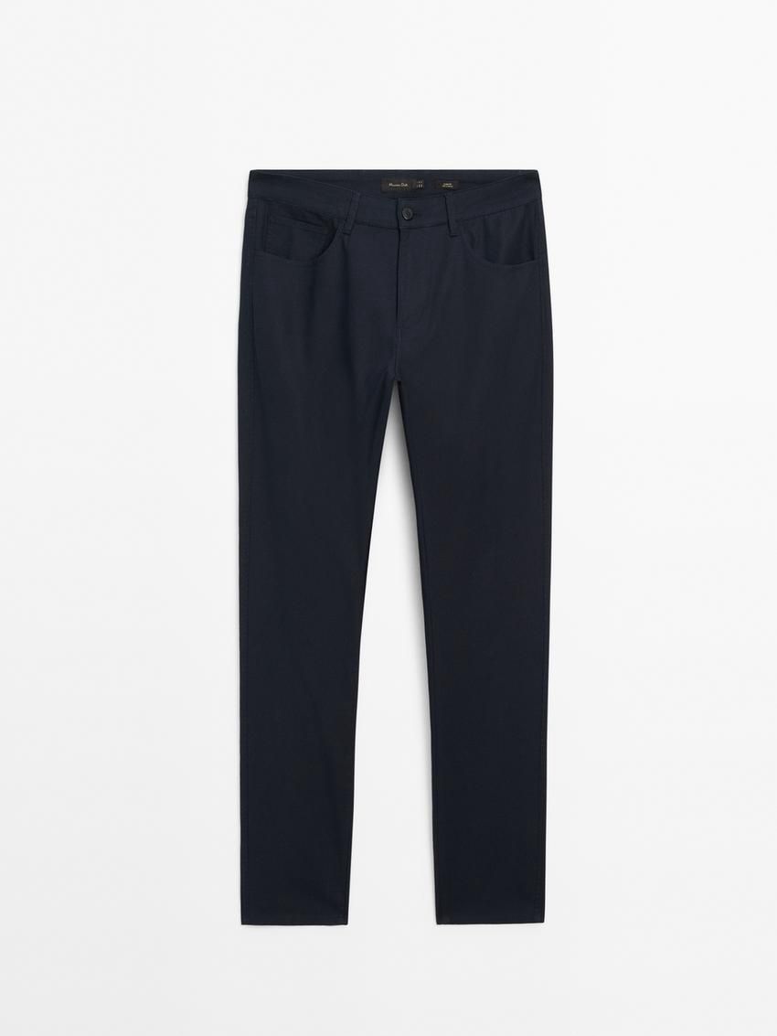 Massimo Dutti Slim Fit Denim Men Trousers Navy | US-PT5741236