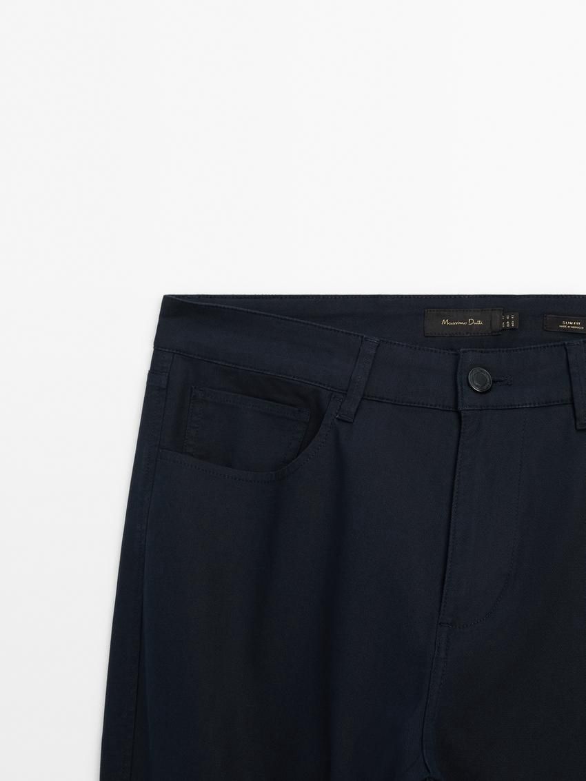 Massimo Dutti Slim Fit Denim Men Trousers Navy | US-PT5741236