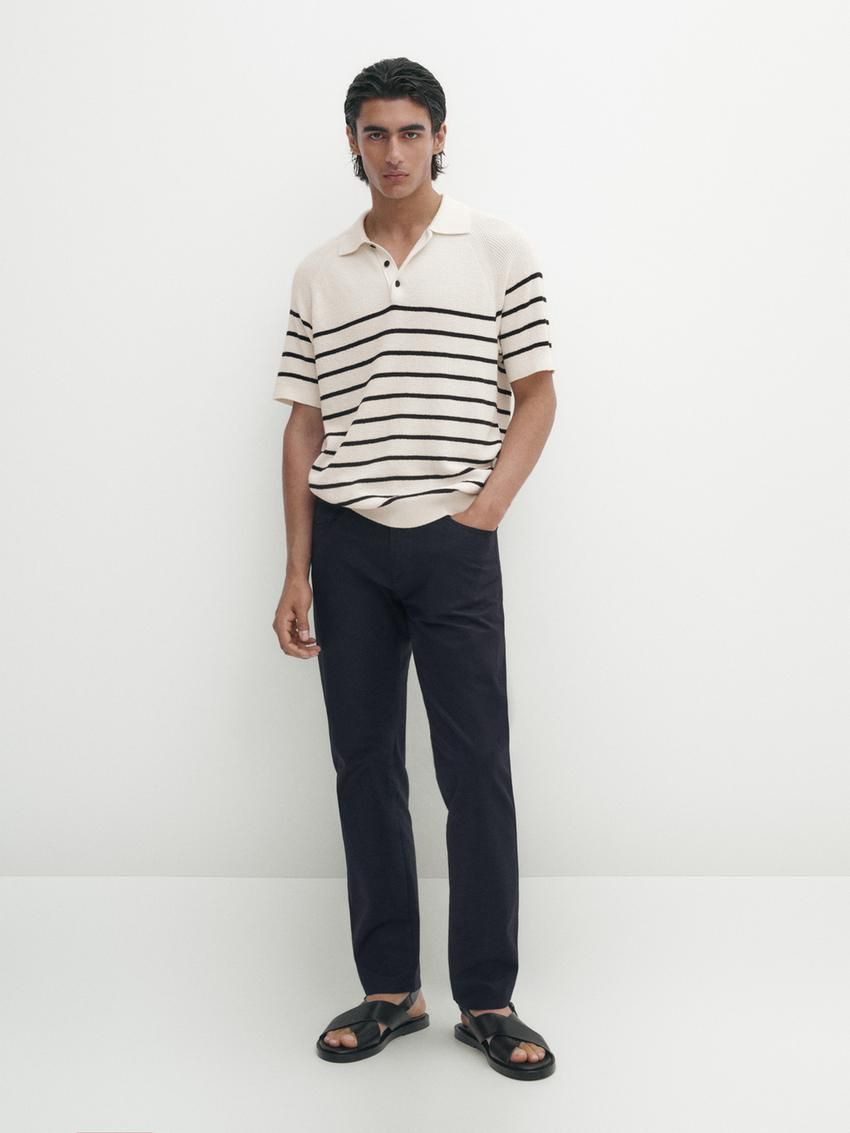 Massimo Dutti Slim Fit Denim Men Trousers Navy | US-PT5741236