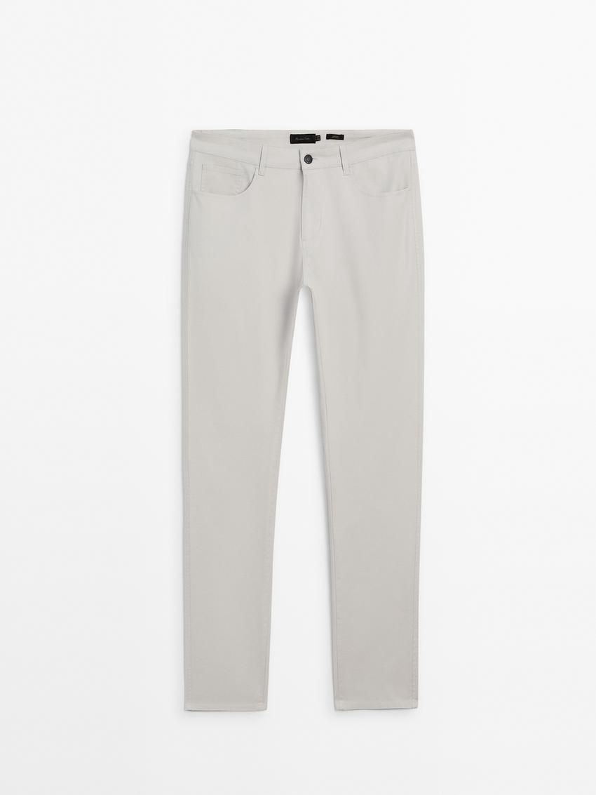 Massimo Dutti Slim Fit Denim Men Trousers Beige | US-XS6503279