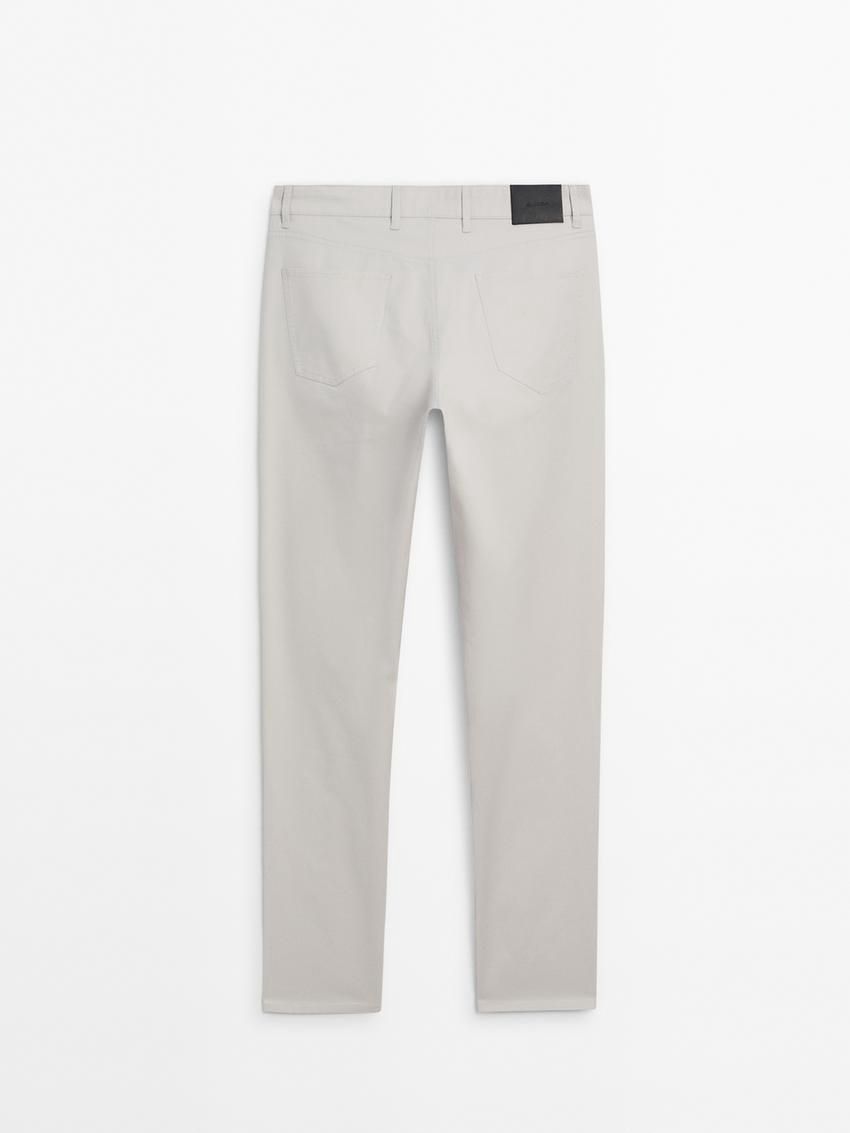 Massimo Dutti Slim Fit Denim Men Trousers Beige | US-XS6503279