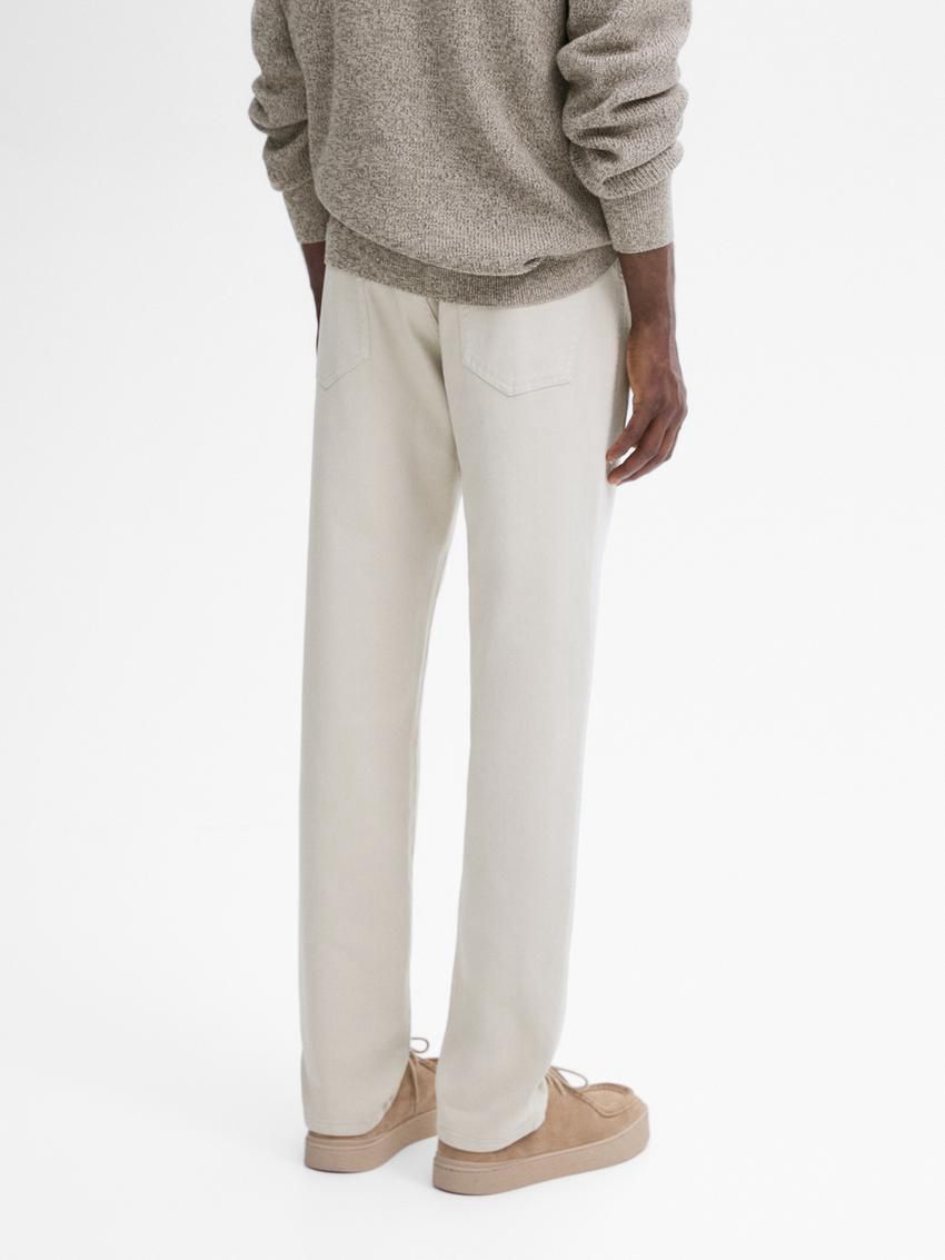 Massimo Dutti Slim Fit Denim Men Trousers Beige | US-CG4709351