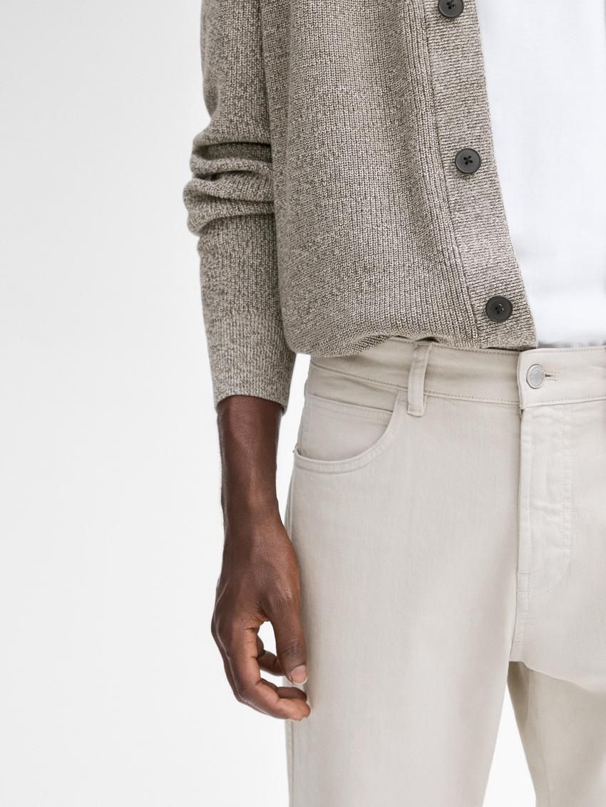 Massimo Dutti Slim Fit Denim Men Trousers Beige | US-CG4709351