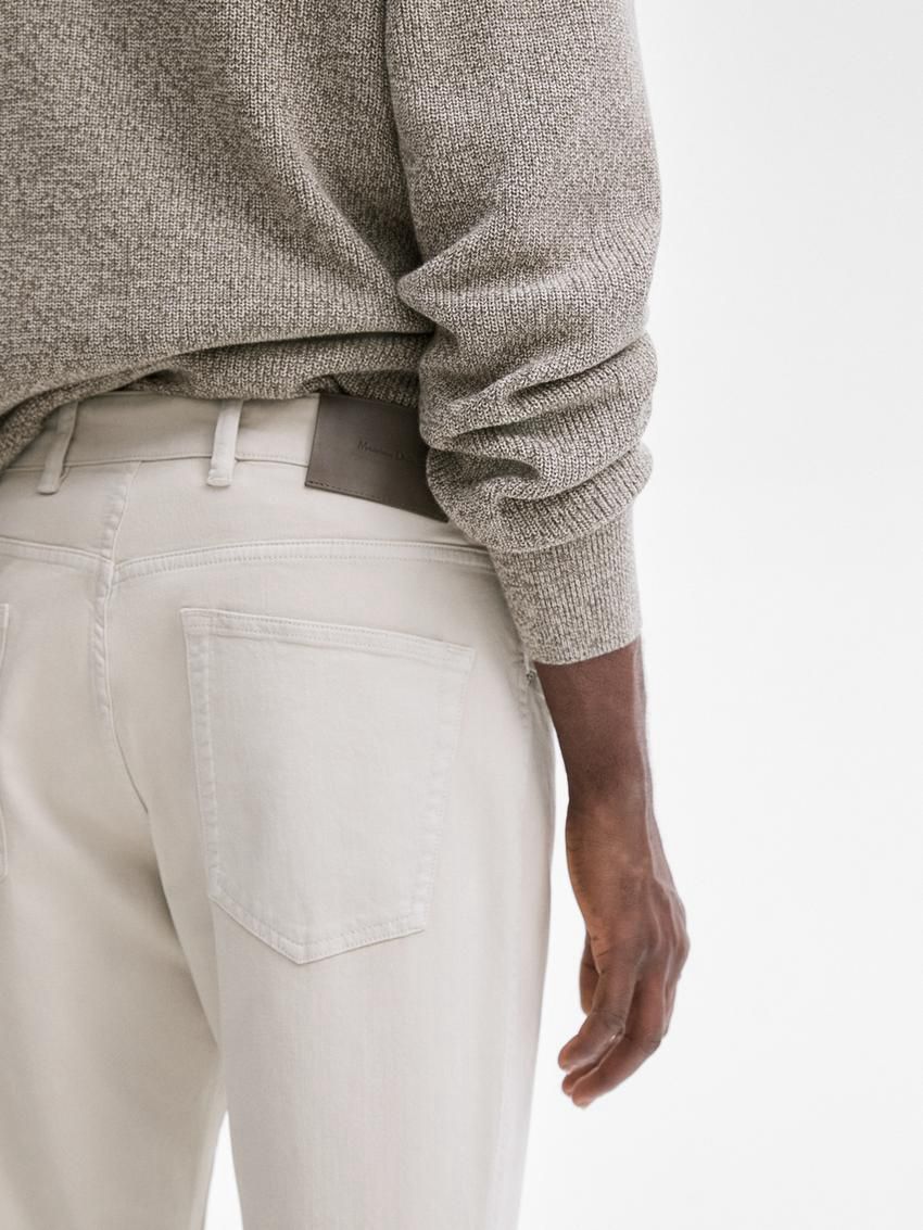 Massimo Dutti Slim Fit Denim Men Trousers Beige | US-CG4709351