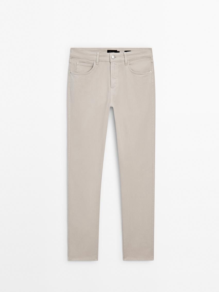 Massimo Dutti Slim Fit Denim Men Trousers Beige | US-CG4709351