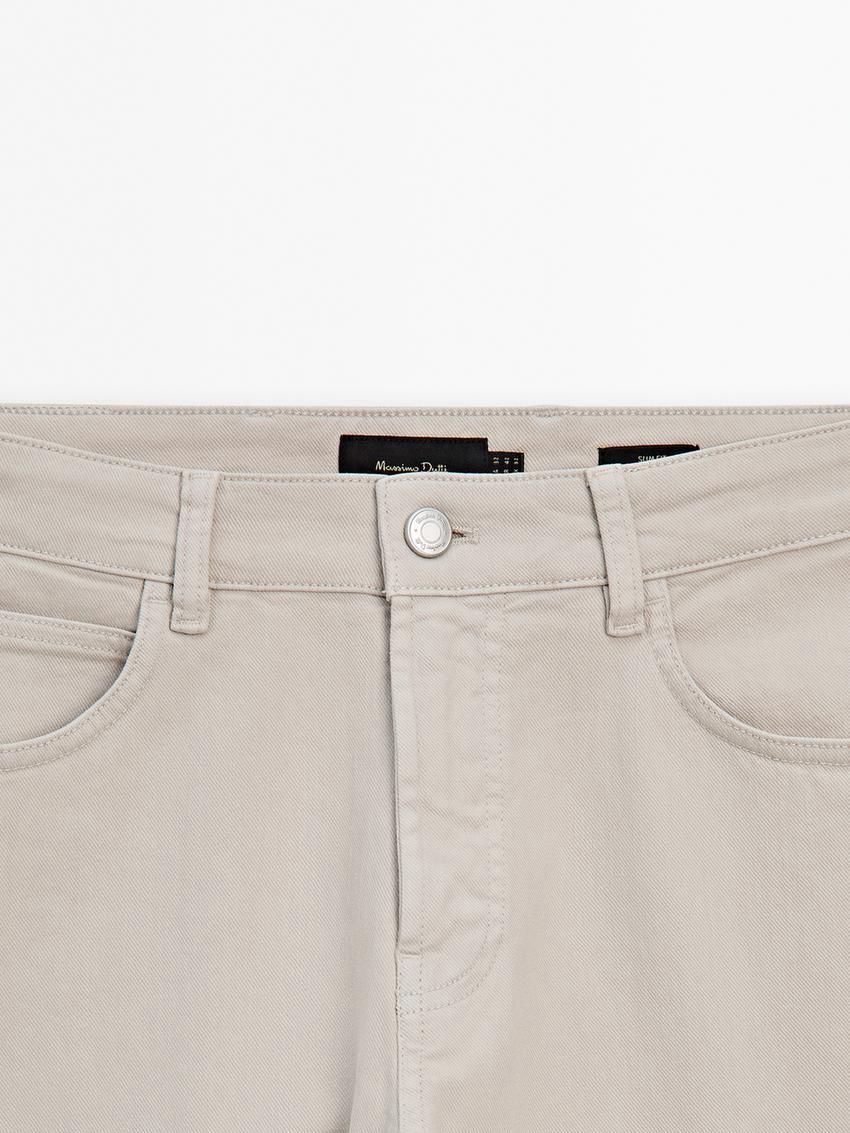 Massimo Dutti Slim Fit Denim Men Trousers Beige | US-CG4709351