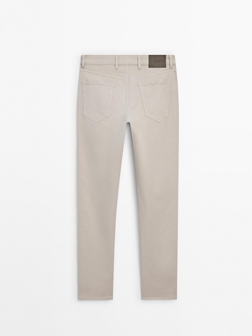Massimo Dutti Slim Fit Denim Men Trousers Beige | US-CG4709351