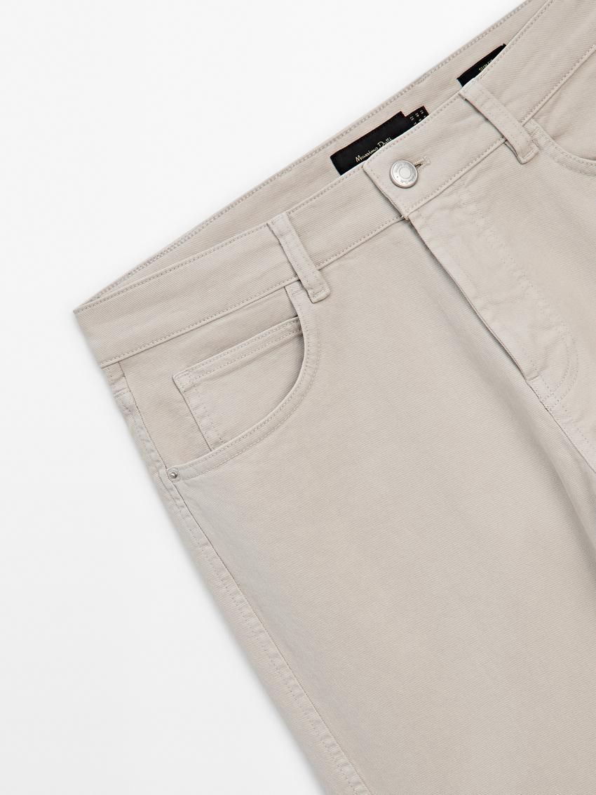 Massimo Dutti Slim Fit Denim Men Trousers Beige | US-CG4709351