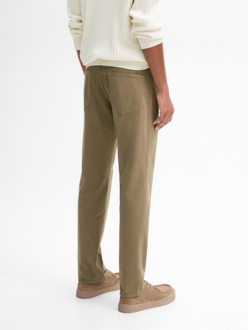 Massimo Dutti Slim Fit Denim Men Trousers Khaki | US-ID0196835