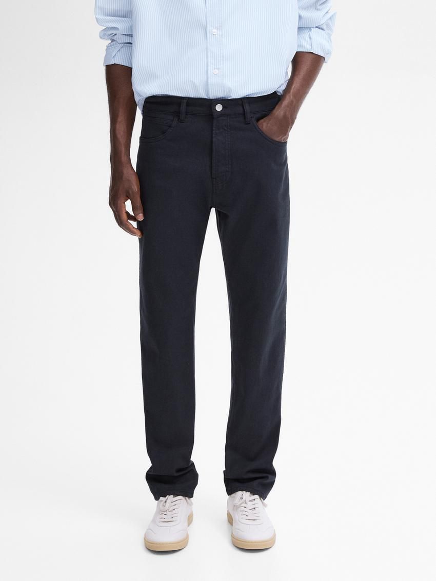Massimo Dutti Slim Fit Denim Men Trousers Navy | US-JU1547823