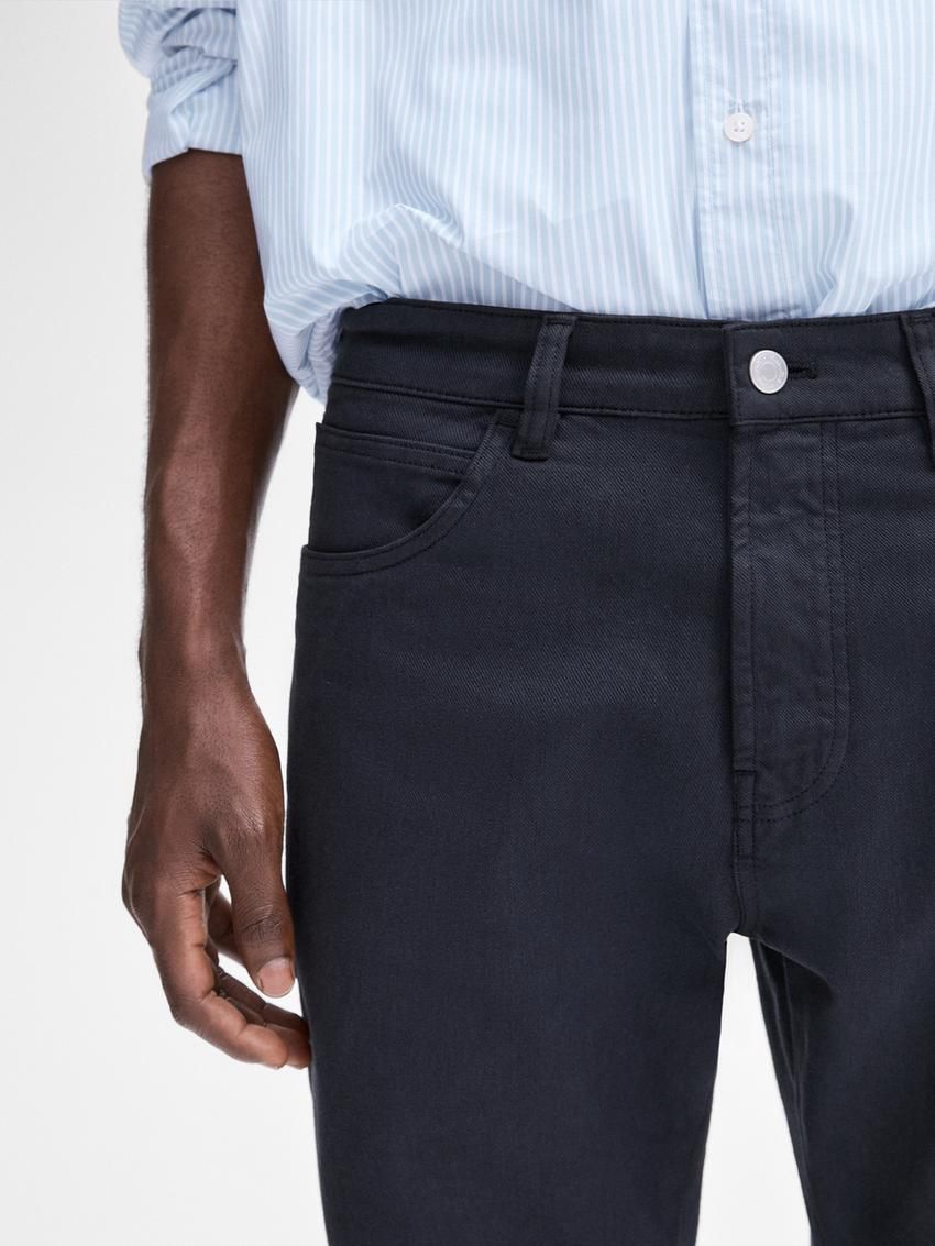 Massimo Dutti Slim Fit Denim Men Trousers Navy | US-JU1547823