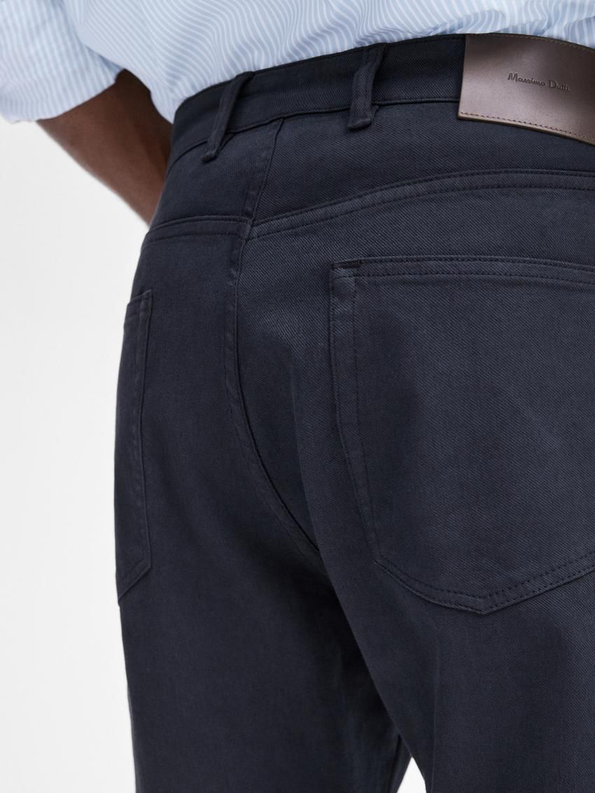 Massimo Dutti Slim Fit Denim Men Trousers Navy | US-JU1547823