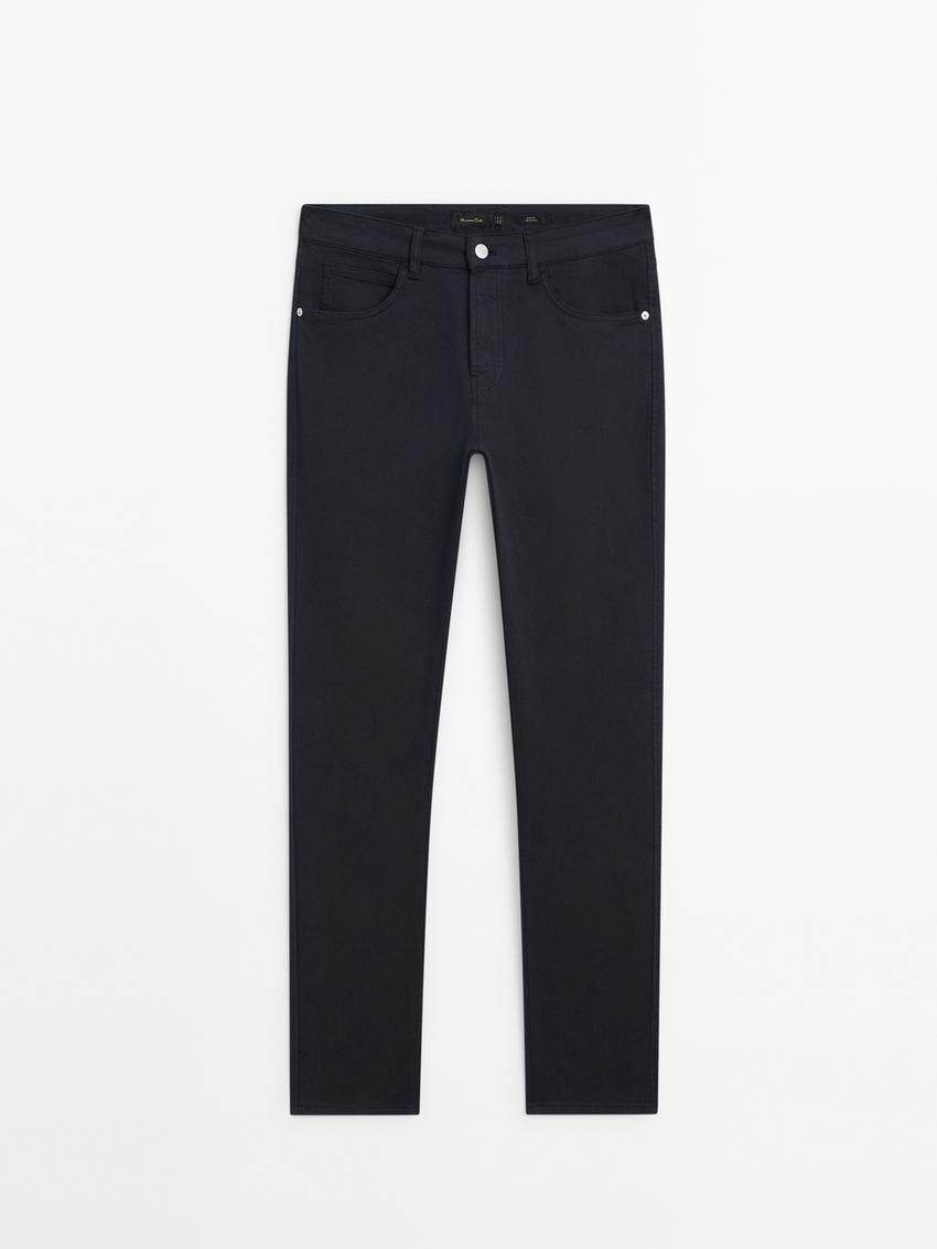 Massimo Dutti Slim Fit Denim Men Trousers Navy | US-JU1547823