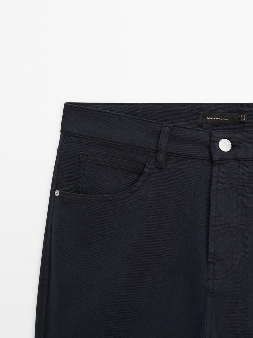 Massimo Dutti Slim Fit Denim Men Trousers Navy | US-JU1547823