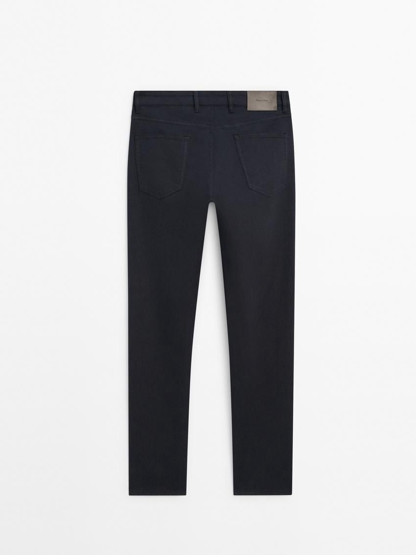 Massimo Dutti Slim Fit Denim Men Trousers Navy | US-JU1547823