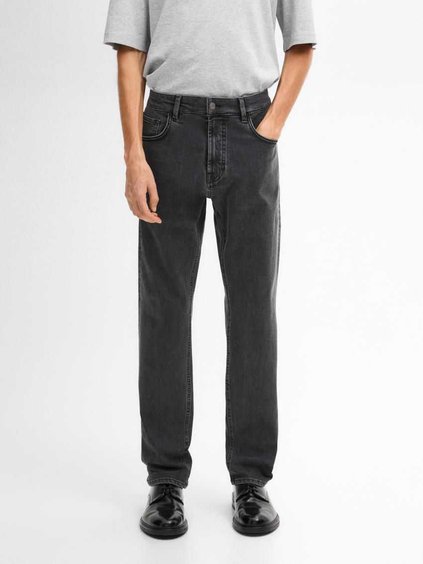 Massimo Dutti Slim Fit Denim-effect Men Jeans Dark Grey | US-BE5237068
